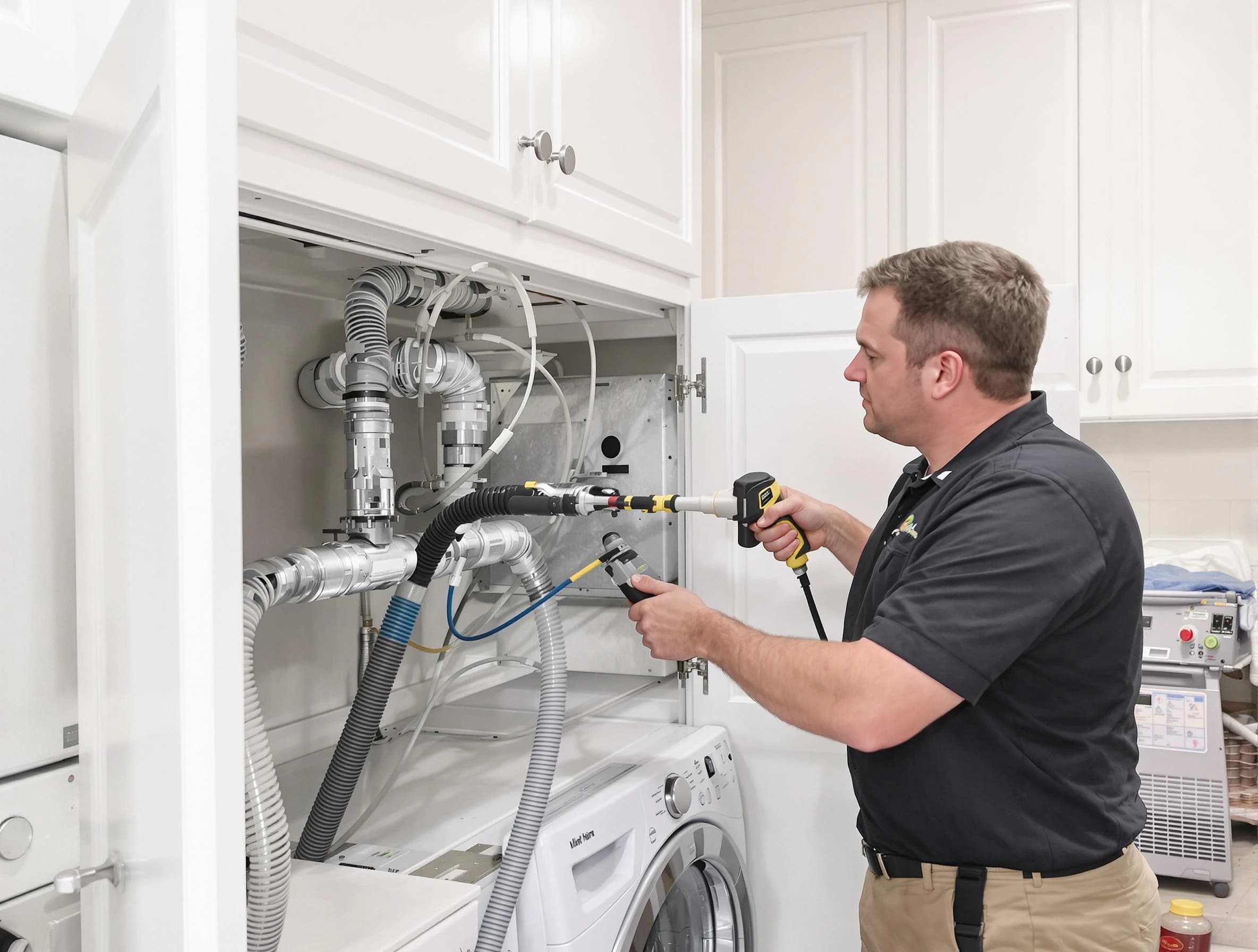 Robinson Dryer Vent Cleaning professional removing severe blockage from a clogged dryer vent in Robinson
