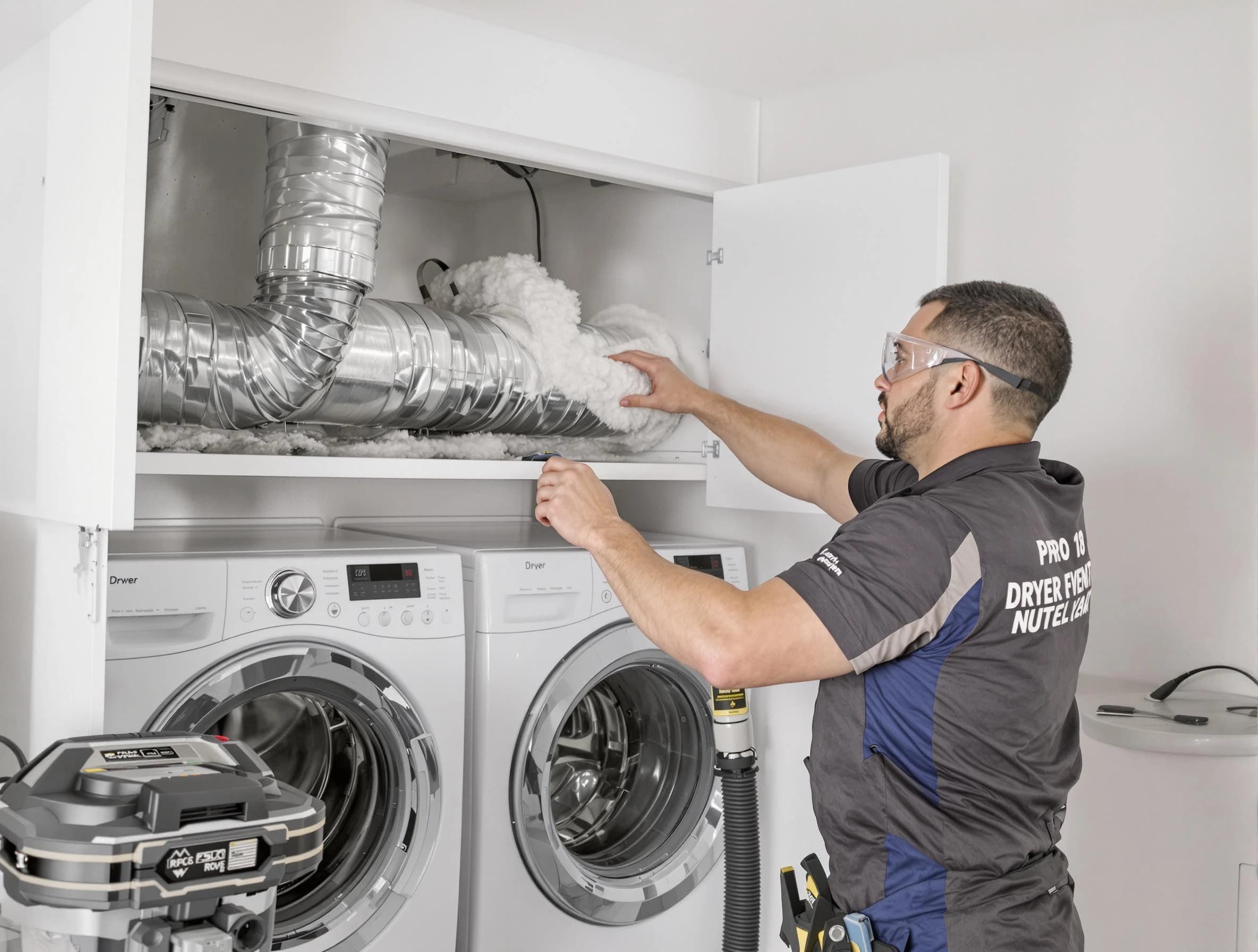 Robinson Dryer Vent Cleaning certified technician performing specialized gas dryer vent cleaning in Robinson