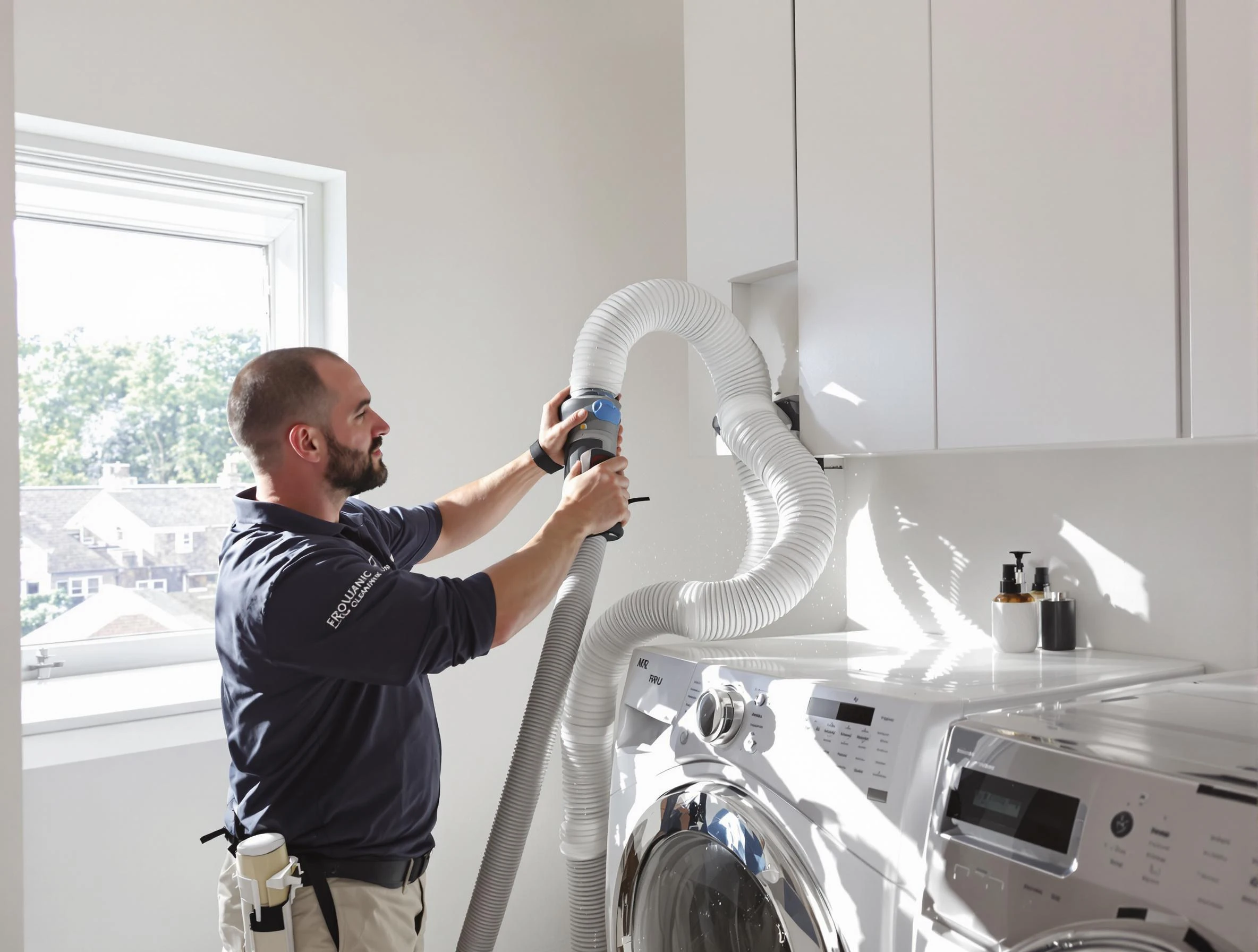 Certified Robinson Dryer Vent Cleaning technician performing dryer vent cleaning in Robinson
